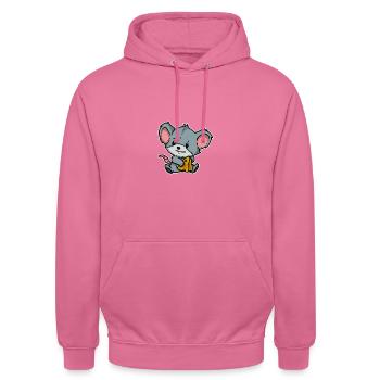 Drôle petite souris rat rongeur cadeau - Sweat-shirt à capuche unisexe - rose - Devant - Alina (178cm) & Michal (187cm)