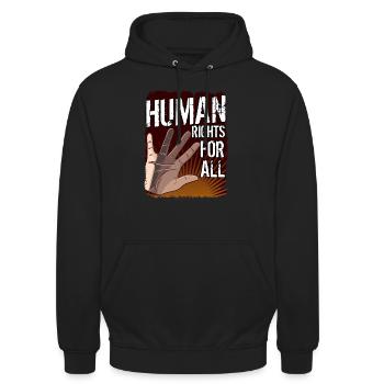 Human Rights - Cadeau - Sweat-shirt à capuche unisexe - noir - Devant - Alina (178cm) & Michal (187cm)