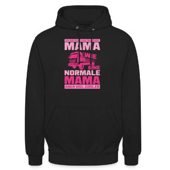 Einzigartiges Trucker Mama Geschenk Lkw-Fahrerin F - Unisex Hoodie - Schwarz - Vorne - Alina (178cm) & Michal (187cm)