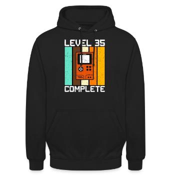Level 35 Is Reached - Gift - Unisex Hoodie - black - Front - Alina (178cm) & Michal (187cm)