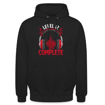 Level 12 is reached - Gift - Unisex Hoodie - black - Front - Alina (178cm) & Michal (187cm)