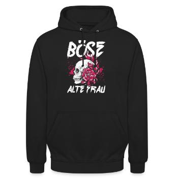 BÖSE ALTE FRAU - Unisex Hoodie - Schwarz - Vorne - Alina (178cm) & Michal (187cm)