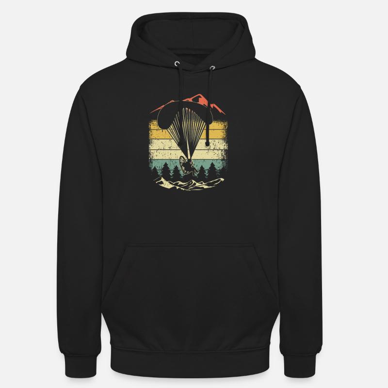 Retro Paraglider Parachuting Skydiving Paramotor - Unisex Hoodie - black