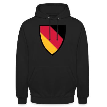 Wappen schräg - dreifarbig - Unisex Hoodie - Schwarz - Vorne - Alina (178cm) & Michal (187cm)