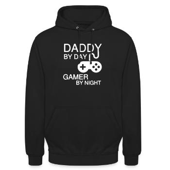 Papa Gamer Shirt - Sweat-shirt à capuche unisexe - noir - Devant - Alina (178cm) & Michal (187cm)