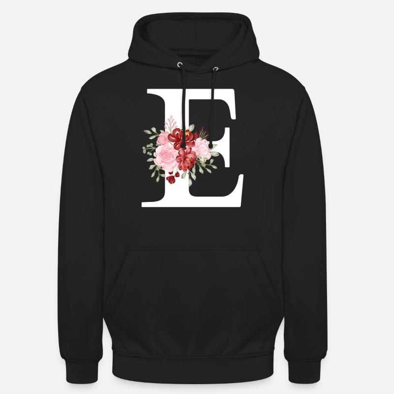 Roter Blumenbuchstabe E - Unisex Hoodie - Schwarz