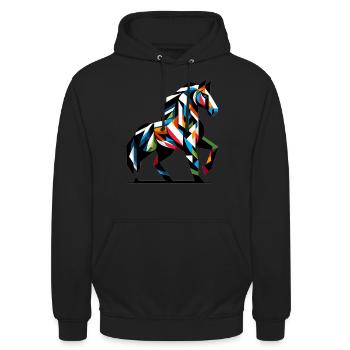 Cavallo cubista a cavallo animale - Felpa con cappuccio unisex - nero - Fronte - Alina (178cm) & Michal (187cm)