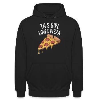 Pizza Spruch Witz Pizzeria Lustiges Pizza Geschenk - Unisex Hoodie - Schwarz - Vorne - Alina (178cm) & Michal (187cm)
