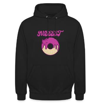 cool cat donut design pink - Unisex Hoodie - black - Front - Alina (178cm) & Michal (187cm)