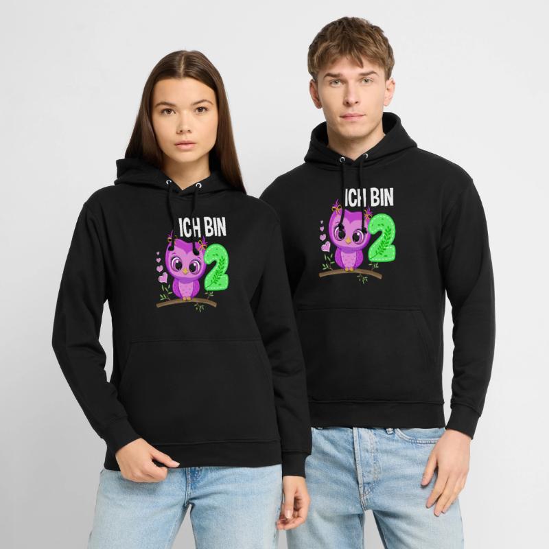 Ich Bin 2 Eule 2. Geburtstag Eulen Mädchen Unisex Hoodie