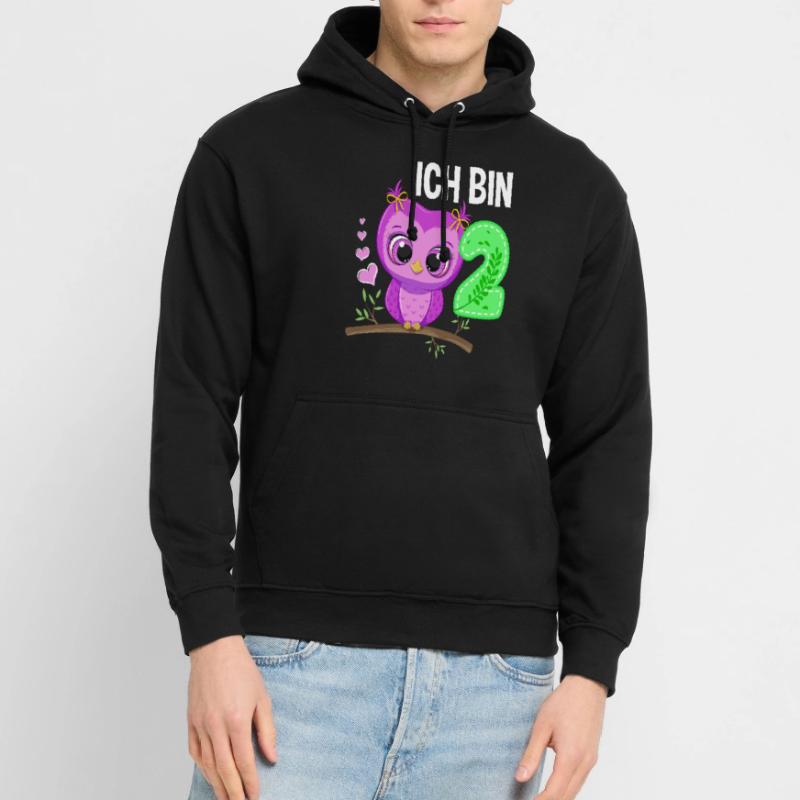 Ich Bin 2 Eule 2. Geburtstag Eulen Mädchen Unisex Hoodie