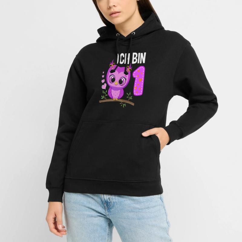 Ich Bin 1 Eule 1. Geburtstag Eulen Mädchen Unisex Hoodie