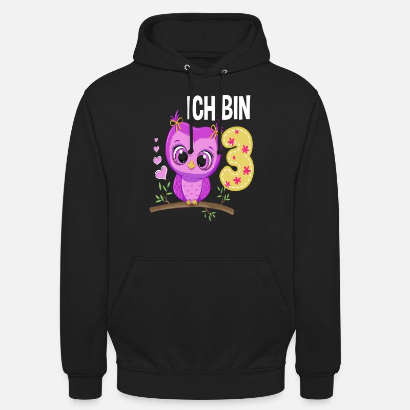 Ich Bin 3 Eule 3. Geburtstag Eulen Mädchen Unisex Hoodie