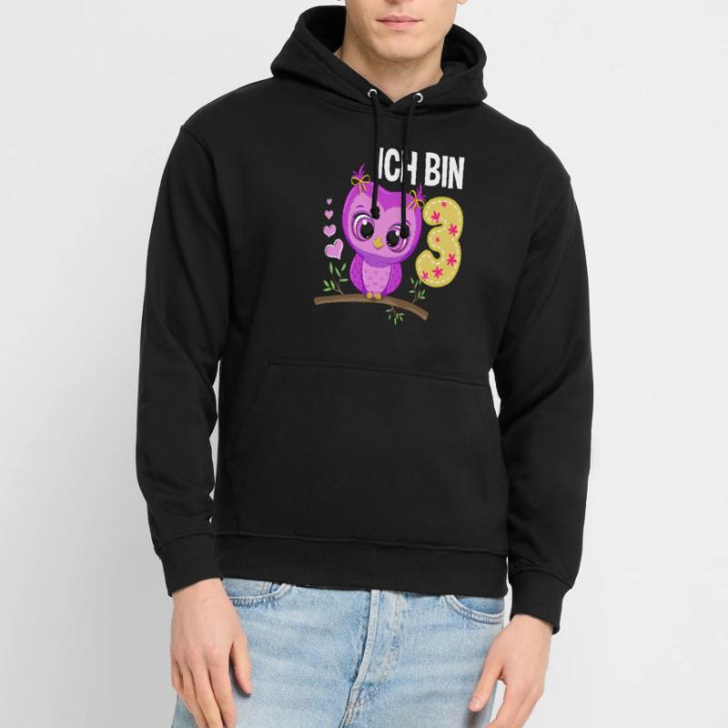 Ich Bin 3 Eule 3. Geburtstag Eulen Mädchen Unisex Hoodie
