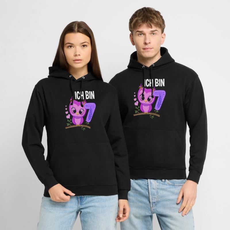 Ich Bin 7 Eule 7. Geburtstag Eulen Mädchen Unisex Hoodie