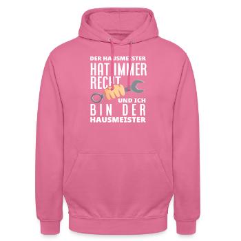 Hausmeister Hat Immer Recht - Unisex Hoodie - Pink - Vorne - Alina (178cm) & Michal (187cm)
