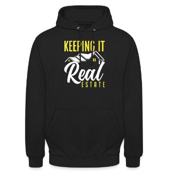 Immobilienmakler Haus Verkäufer - Unisex Hoodie - Schwarz - Vorne - Alina (178cm) & Michal (187cm)