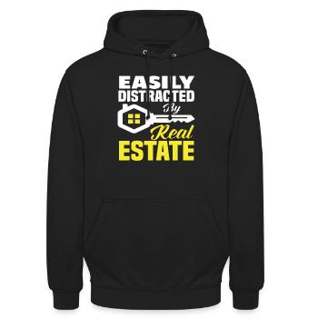 Lustiger Immobilienmakler Spruch - Unisex Hoodie - Schwarz - Vorne - Alina (178cm) & Michal (187cm)