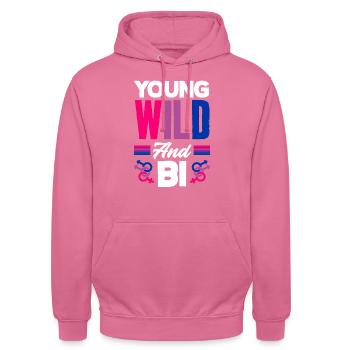 Jeune, sauvage et bisexuel - Sweat-shirt à capuche unisexe - rose - Devant - Alina (178cm) & Michal (187cm)