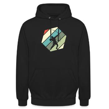 Retro Bogenschütze Bogenschießen - Unisex Hoodie - Schwarz - Vorne - Alina (178cm) & Michal (187cm)