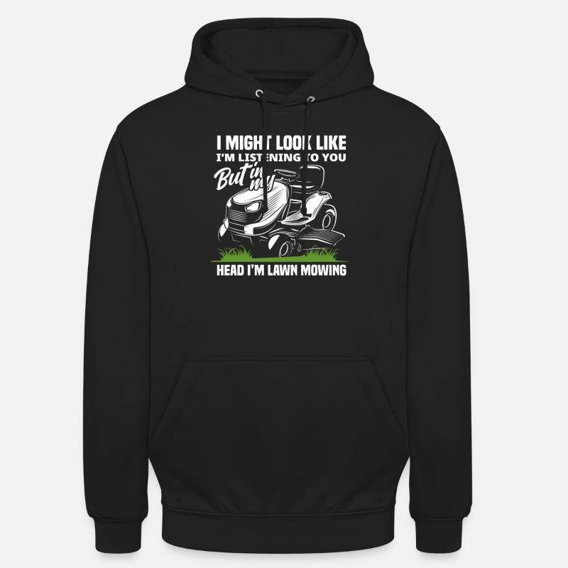 Landscaper Lawn Mower Thinking - Unisex Hoodie - black