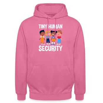 Little people safety daycare center - Unisex Hoodie - pink - Front - Alina (178cm) & Michal (187cm)