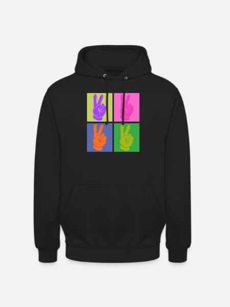 Bunter Friedensgriff Pop Art Design - Unisex Hoodie - Schwarz