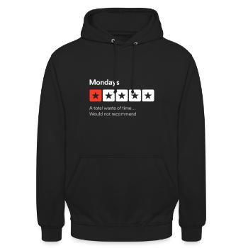 Montags, eine totale Zeitverschwendung... Sarkastisch ein Stern - Unisex Hoodie - Schwarz - Vorne - Alina (178cm) & Michal (187cm)