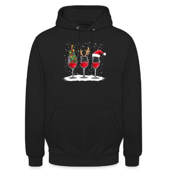 Lustiges Weihnachts Outfit Weingläser Weihnachten - Unisex Hoodie - Schwarz - Vorne - Alina (178cm) & Michal (187cm)