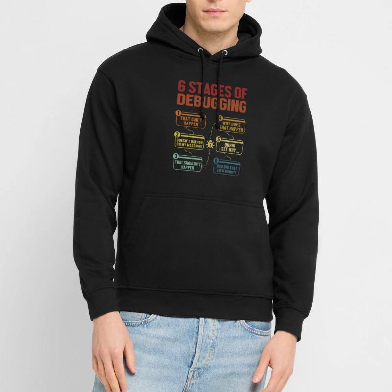 6 Stages of Debugging Softwareingenieur Coder Unisex Hoodie