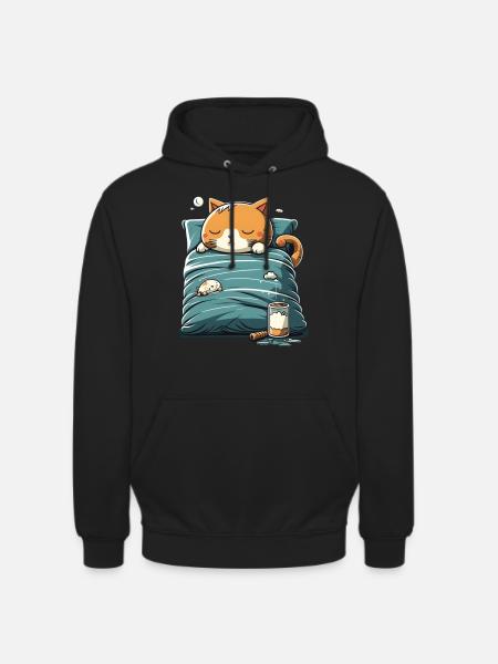 Kawaii Cat Sleep Gift - Unisex Hoodie - black