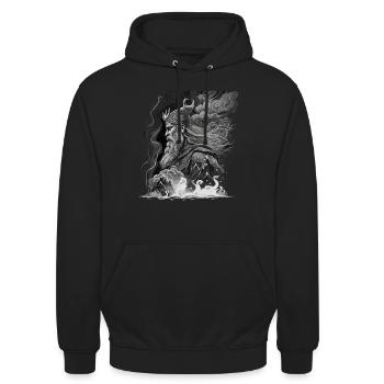 Odin father of the gods Norse mythology Wotan - Unisex Hoodie - black - Front - Alina (178cm) & Michal (187cm)