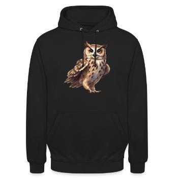 Eule - Unisex Hoodie - Schwarz - Vorne - Alina (178cm) & Michal (187cm)