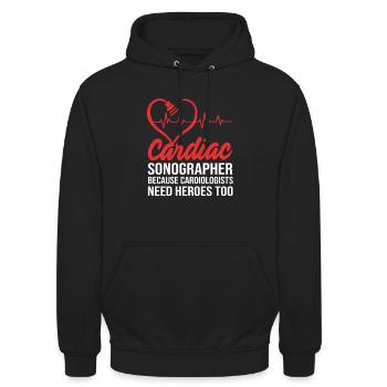 Kardiogramm Kardiographie - Unisex Hoodie - Schwarz - Vorne - Alina (178cm) & Michal (187cm)