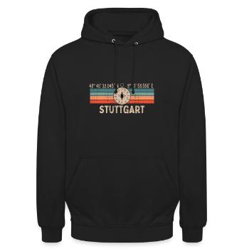 Vintage Stuttgart Kompass Retro Heimatstadt - Unisex Hoodie - Schwarz - Vorne - Alina (178cm) & Michal (187cm)