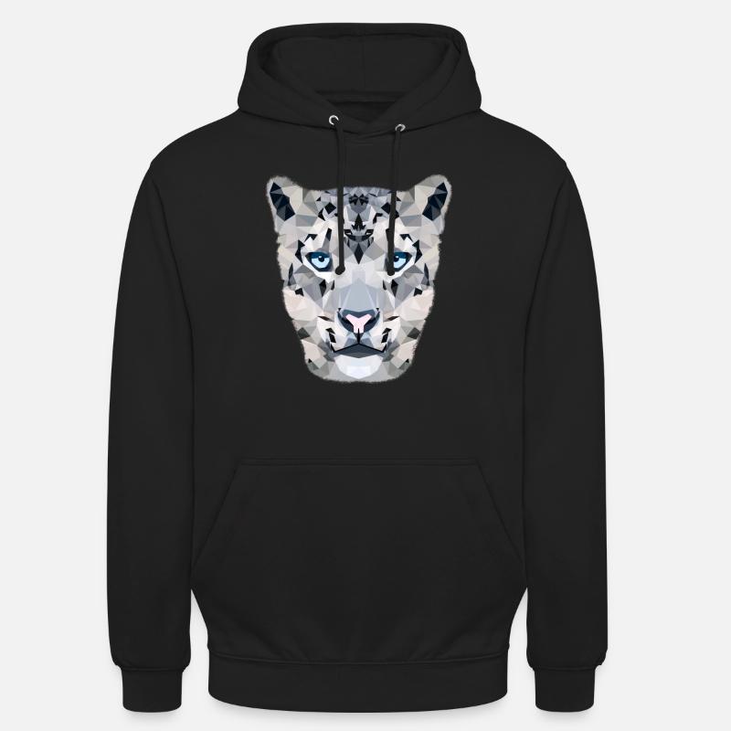Schneeleopard / Polygon - Unisex Hoodie - Schwarz