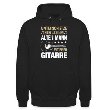 Old man with guitar guitarist - Unisex Hoodie - black - Front - Alina (178cm) & Michal (187cm)