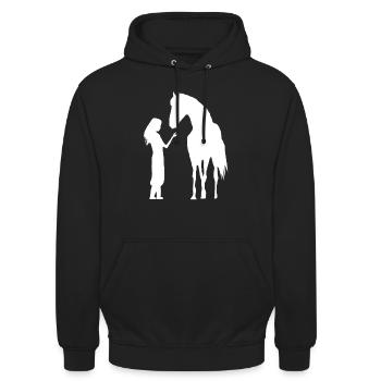 Cheval poney licorne cheval fille - Sweat-shirt à capuche unisexe - noir - Devant - Alina (178cm) & Michal (187cm)