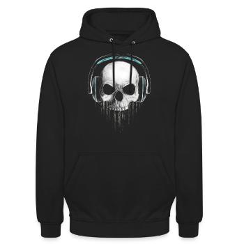 Headphone Skull - Unisex Hoodie - Schwarz - Vorne - Alina (178cm) & Michal (187cm)