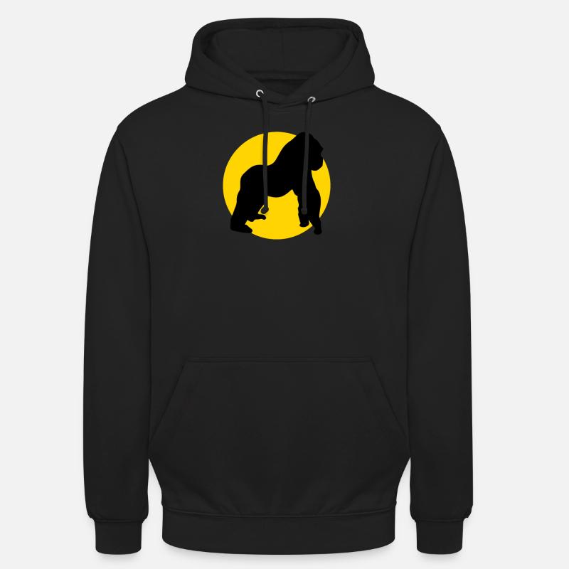gorille et lune - Sweat-shirt à capuche unisexe - noir