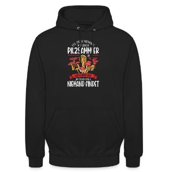 Pilzsammler Pilz Sucher - Unisex Hoodie - Schwarz - Vorne - Alina (178cm) & Michal (187cm)