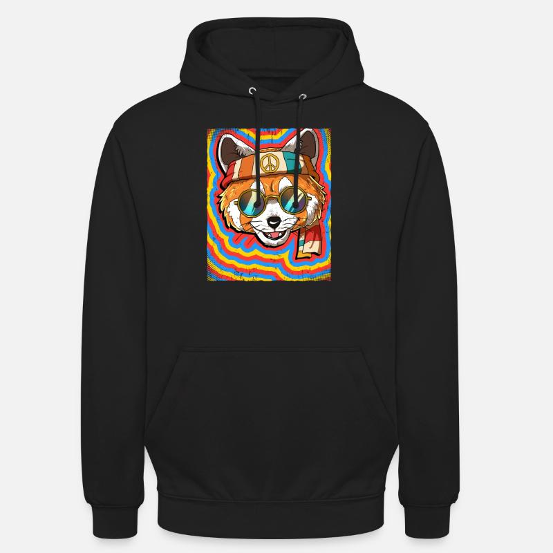 Hippie Red Panda Psychedelic Trippy - Sweat-shirt à capuche unisexe - noir