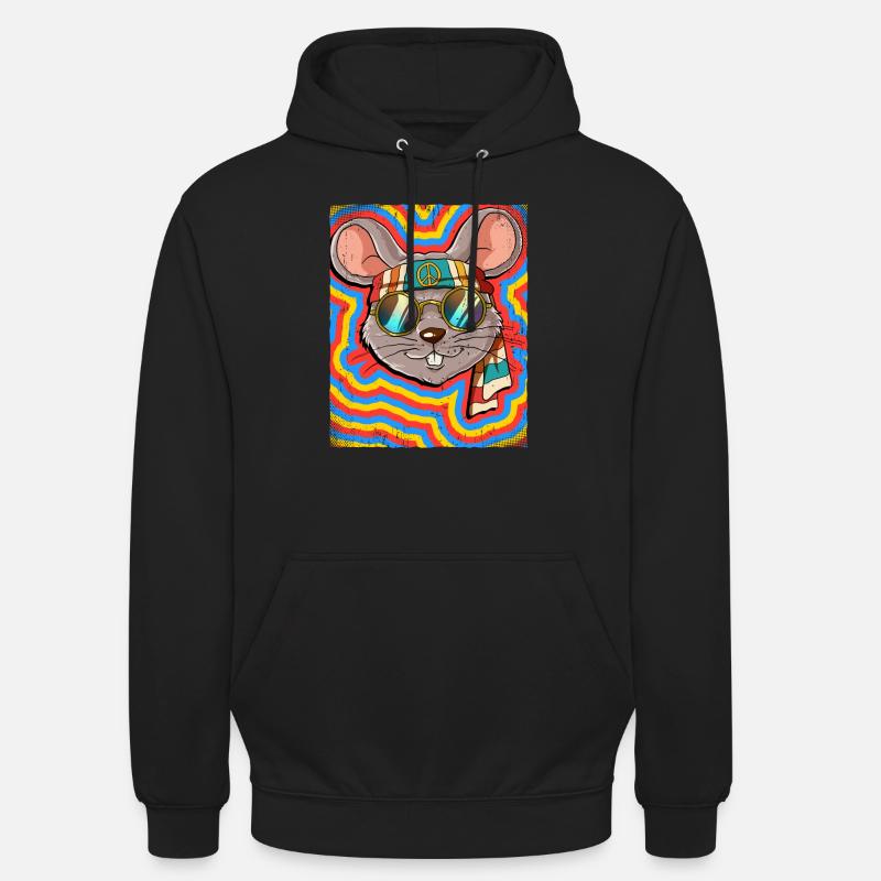 Hippie Mouse Psychedelic Trippy - Unisex Hoodie - black