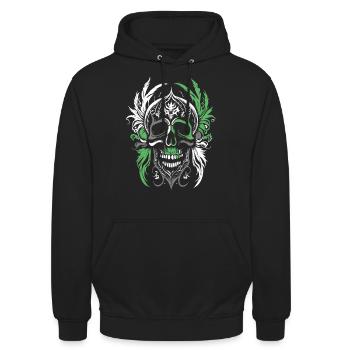 Crâne avec plumes - Sweat-shirt à capuche unisexe - noir - Devant - Alina (178cm) & Michal (187cm)