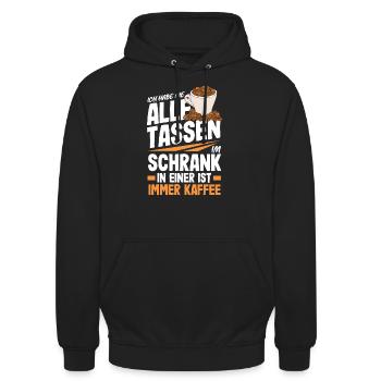 Ich habe nicht alle Tassen in Schrank aber immer - Unisex Hoodie - Schwarz - Vorne - Alina (178cm) & Michal (187cm)