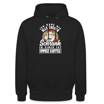 Ich habe nicht alle Tassen in Schrank aber immer - Unisex Hoodie - Schwarz - Vorne - Alina (178cm) & Michal (187cm)