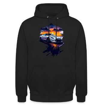 Voiture de sport - Sweat-shirt à capuche unisexe - noir - Devant - Alina (178cm) & Michal (187cm)