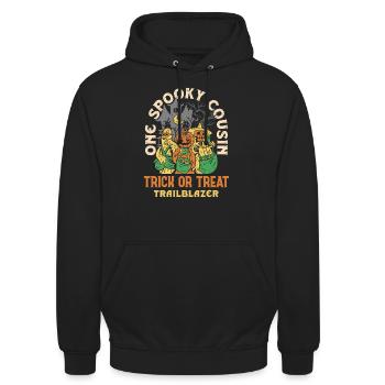 One Spooky Cousin Retro Halloween Costume - Unisex Hoodie - Schwarz - Vorne - Alina (178cm) & Michal (187cm)