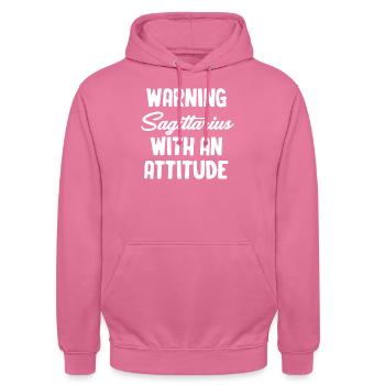 Avertissement Sagittaire Avec Attitude Drôle Astrologue - Sweat-shirt à capuche unisexe - rose - Devant - Alina (178cm) & Michal (187cm)