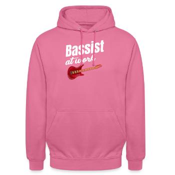 Bassiste au travail, drôle de guitariste - Sweat-shirt à capuche unisexe - rose - Devant - Alina (178cm) & Michal (187cm)
